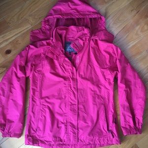 Pink hooded raincoat